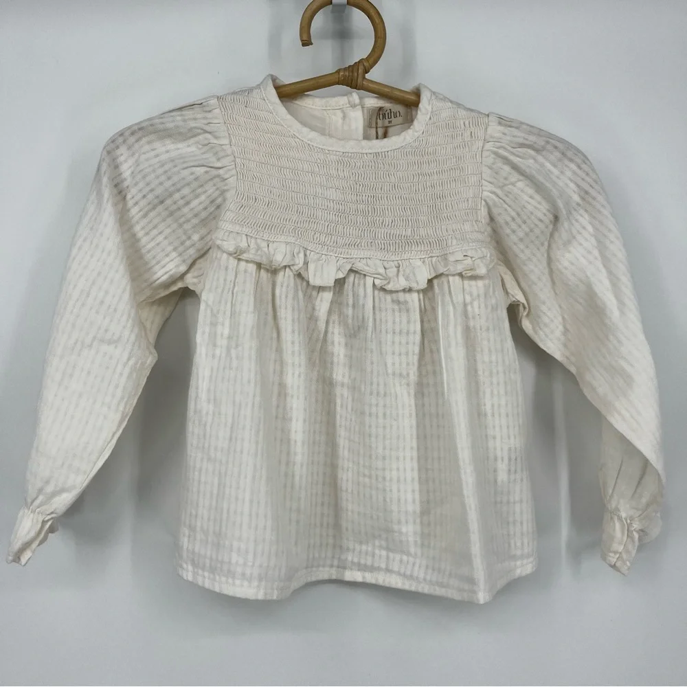 Búho Girls Sheer Check Blouse NWT 3Y